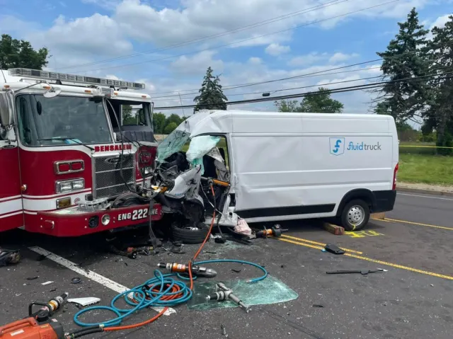 Amazon Contractor Hits Bensalem Fire Truck Head On